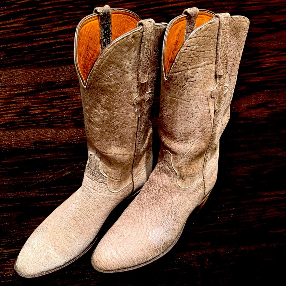 LUCCHESE Handmade Hippo Boots 9H • Genuine Exotic Trophy Boot
